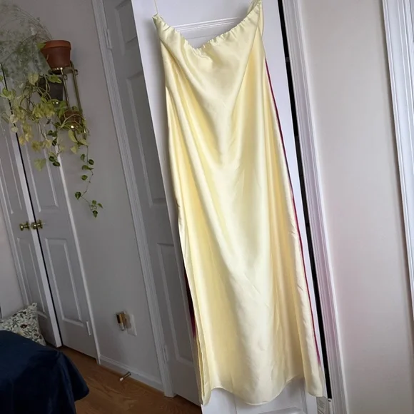 Abercrombie & Fitch Strapless Maxi Dress in Cream with Pink and Red Floral - Picture 4 of 6